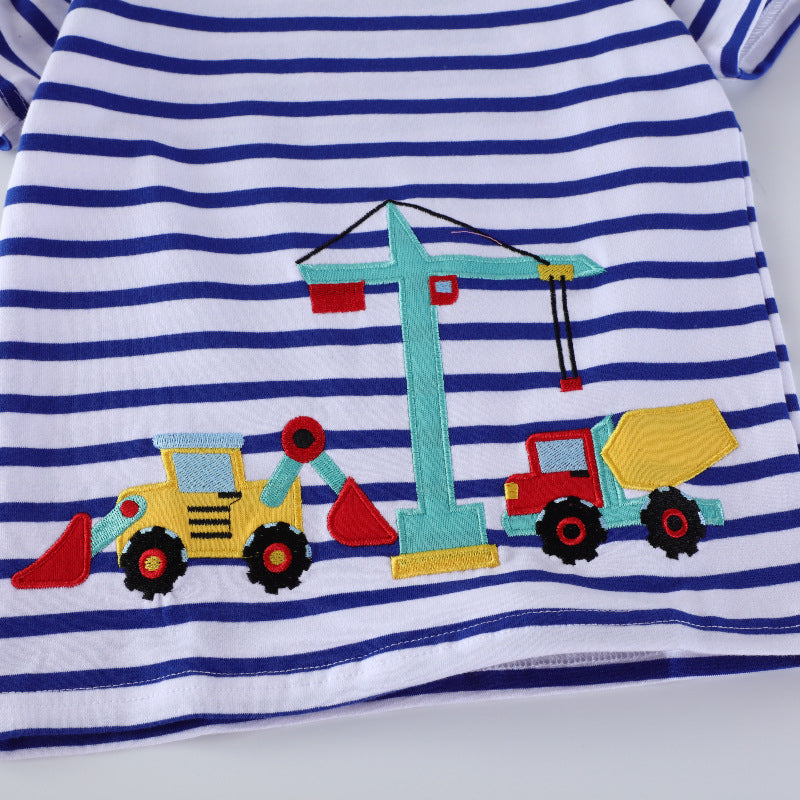Unisex Baumwoll-T-Shirt mit buntem Baustellenmotiv Drune