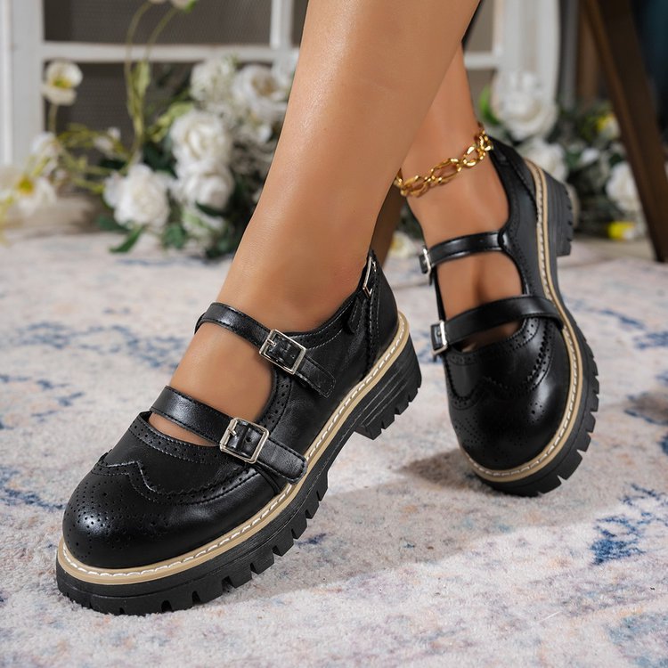 Damen Modische Ballerinas mit Doppelriemen und atmungsaktiver Sohle Drune