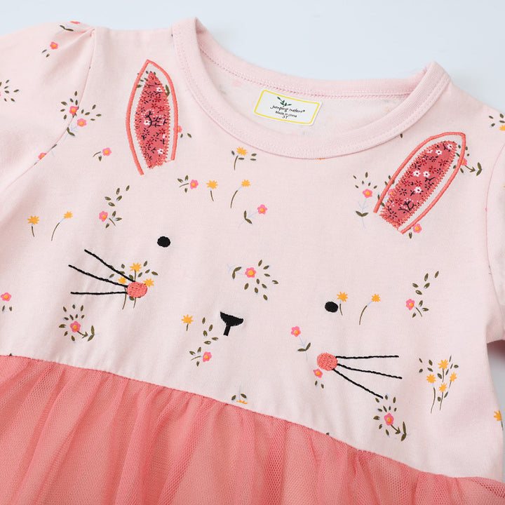 Mädchen Tüllkleid mit Hasenmotiv und floralen Applikationen Drune