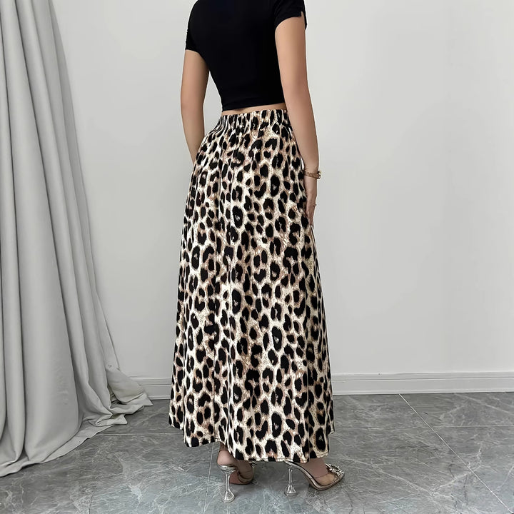 Damen Maxi-Rock mit elegantem Leo-Print und fließendem Schnitt Drune