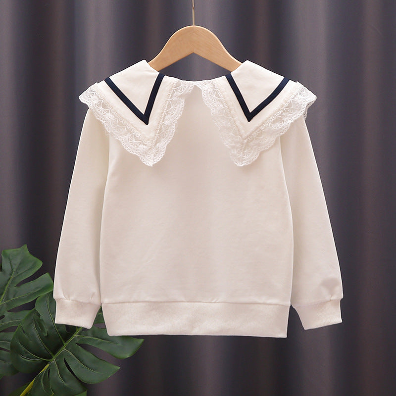 Damen Sweatshirt mit Spitzenkragen Drune