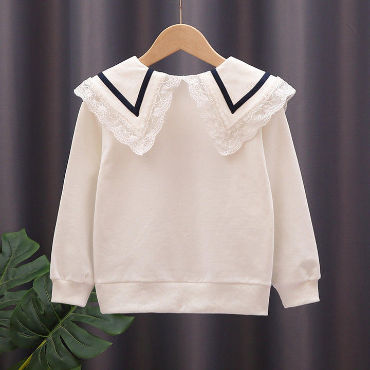 Damen Sweatshirt mit Spitzenkragen Drune