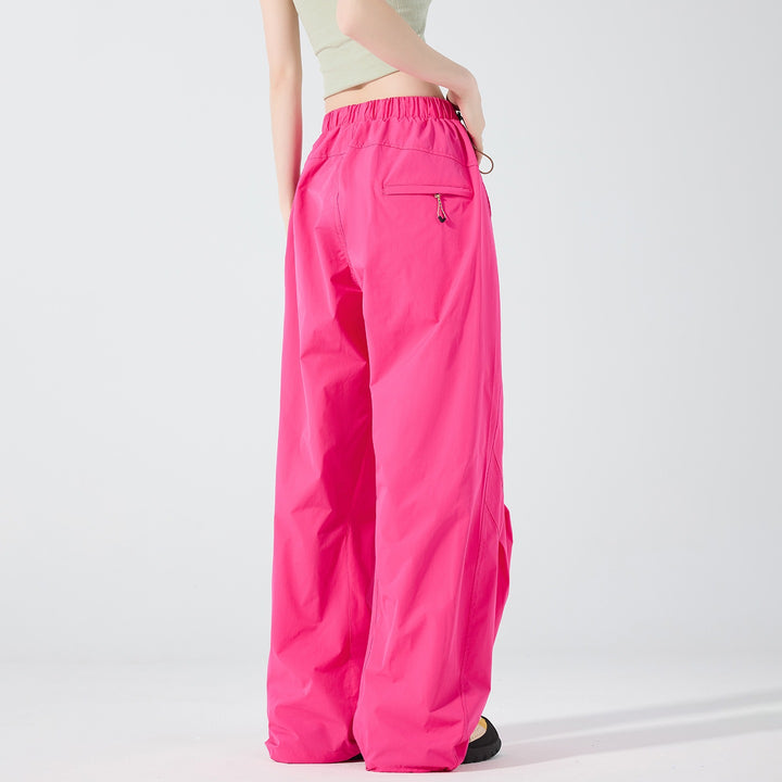 Damen Weite Nylon-Baggyhose mit elastischem Tunnelzugbund & Utility‑Taschen Drune