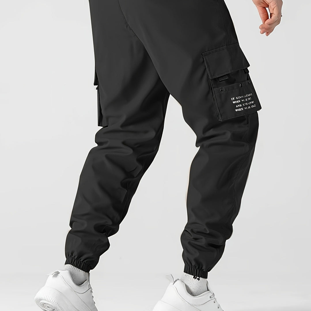 Herren Tapered Cargo-Jogginghose mit elastischem Bund, Multifachtaschen & Bündchen Drune