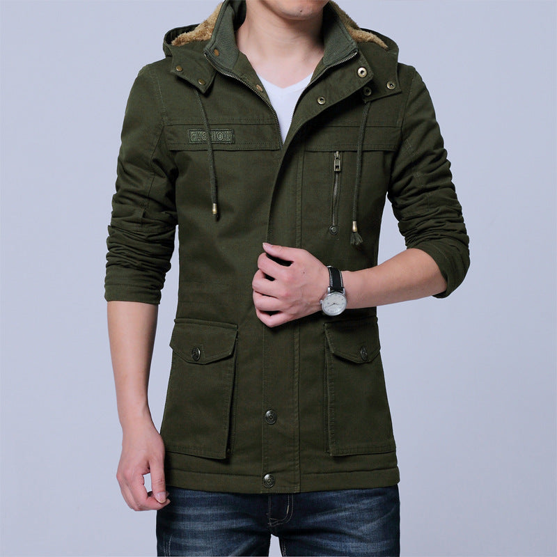 Herren Canvas‑Utility‑Parka mit Kapuze und Teddyfutter Drune