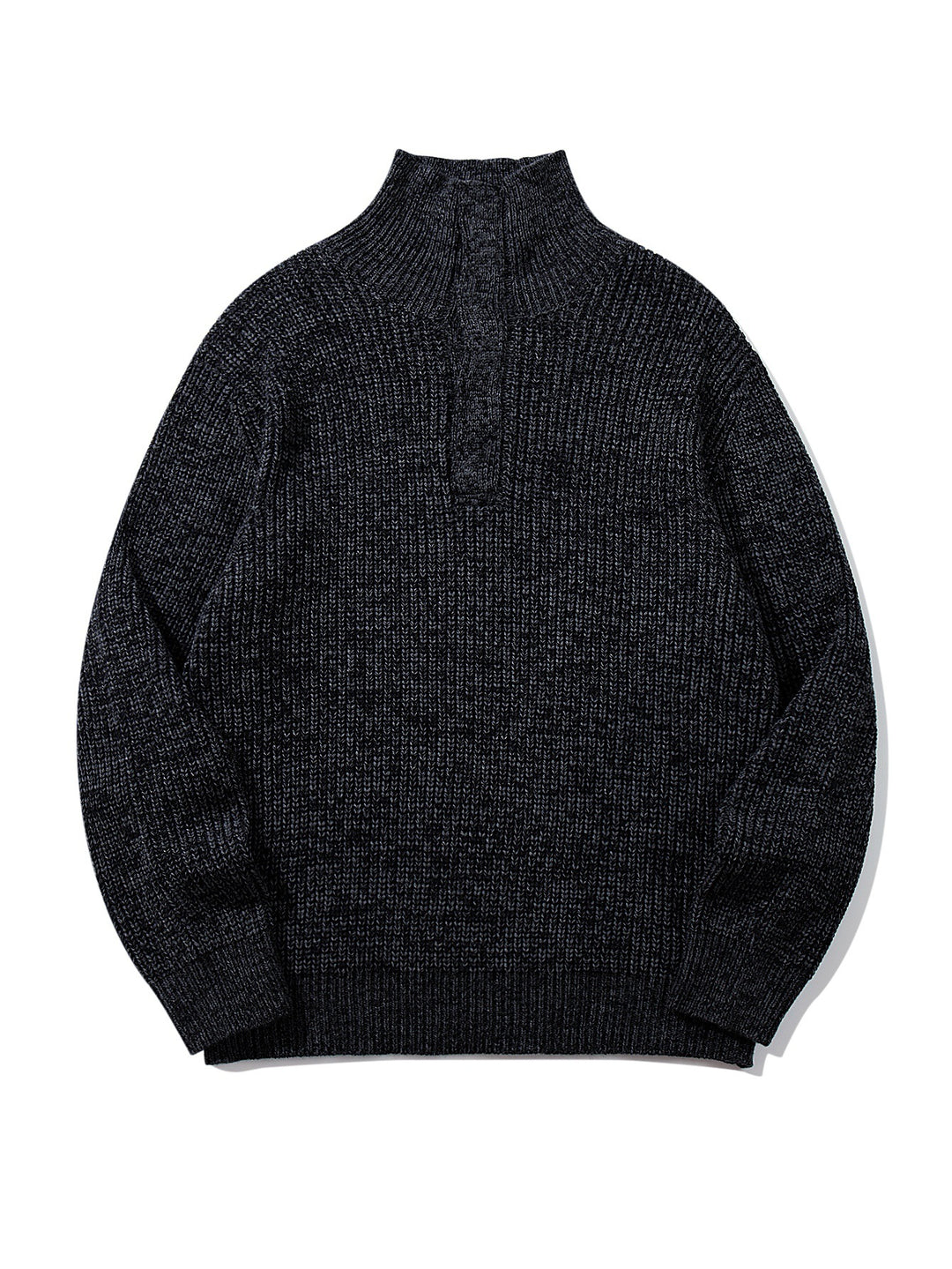 Unisex Grobgestrickter Rollkragenpullover mit halber Knopfleiste Drune