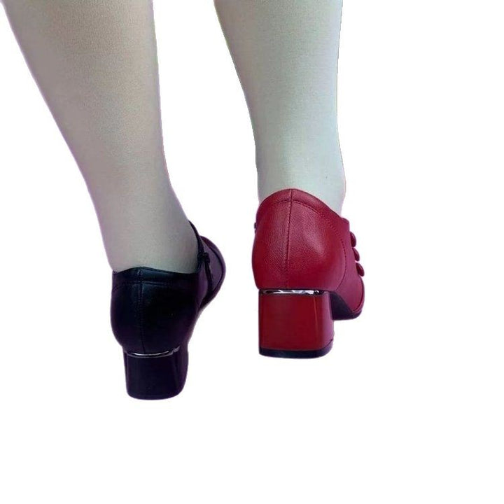 Damen Elegante Heels mit dekorativen Knopfdetails und modernem Blockabsatz Drune