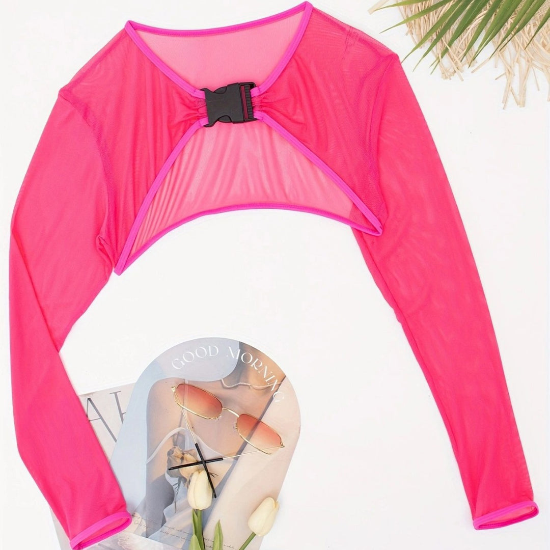 Damen Crop-Top mit modischem Mix aus Netz und Raffung Drune