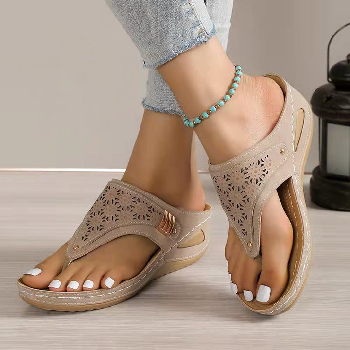 Damen nan ergonomische orthopädische Zehensteg-Sandalen mit gepolstertem Fußbett Drune
