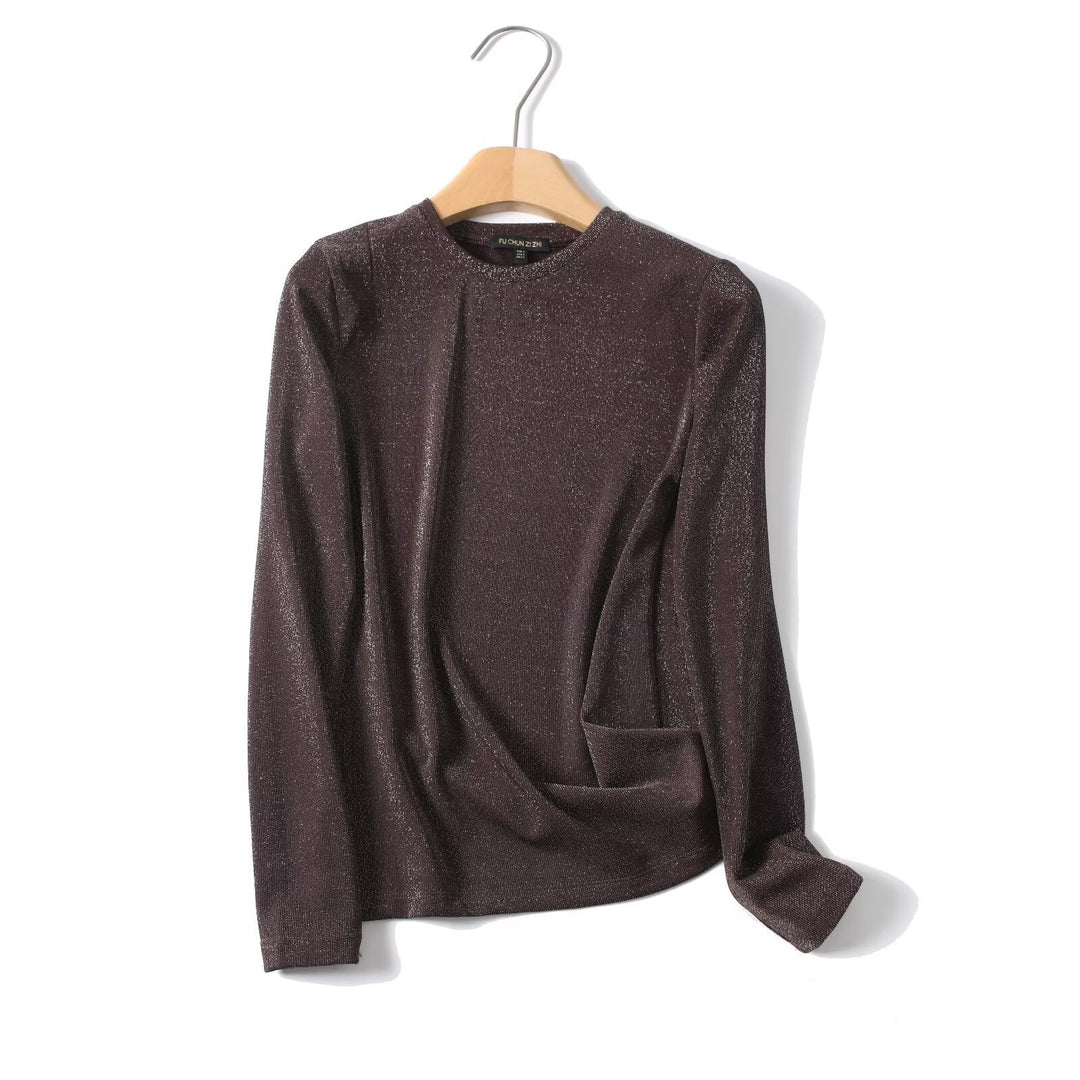 Damen Lurex-Feinstrick Longsleeve mit Rundhalsausschnitt und dezent schimmernder Oberfläche Drune