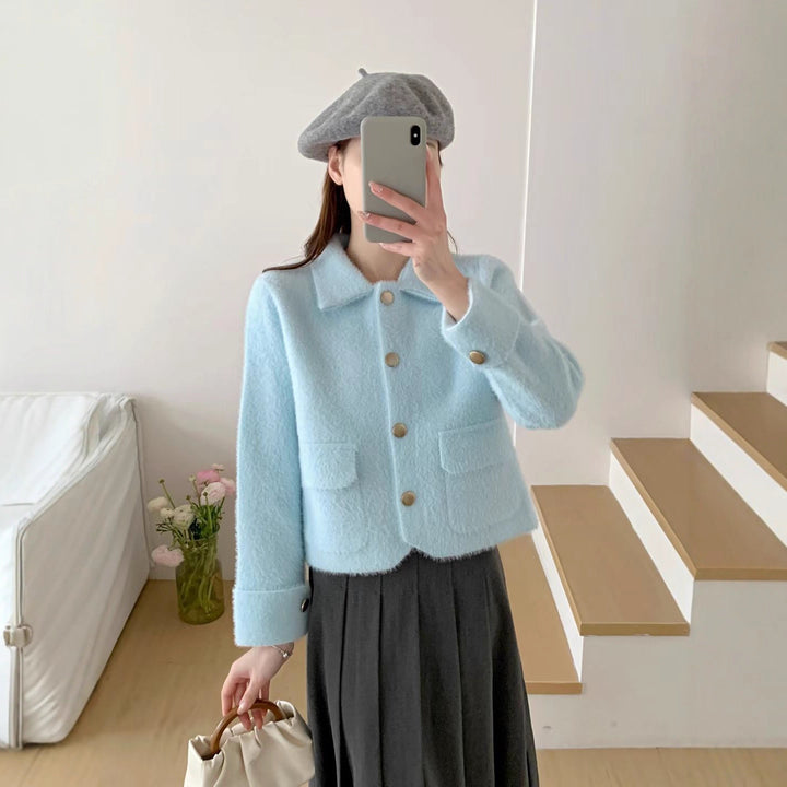 Damen elegante und kuschelige Kurzjacke Drune