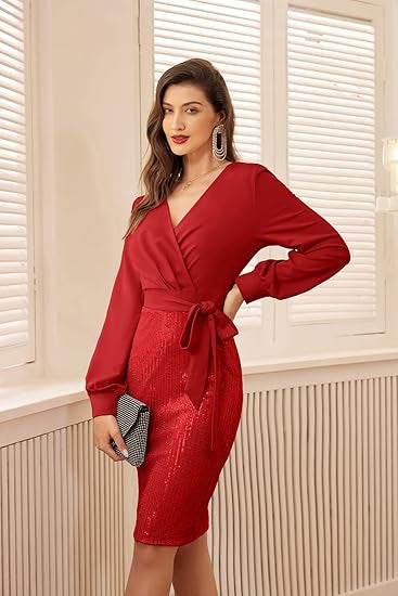 Damen Wickelkleid mit glitzernden Details Drune