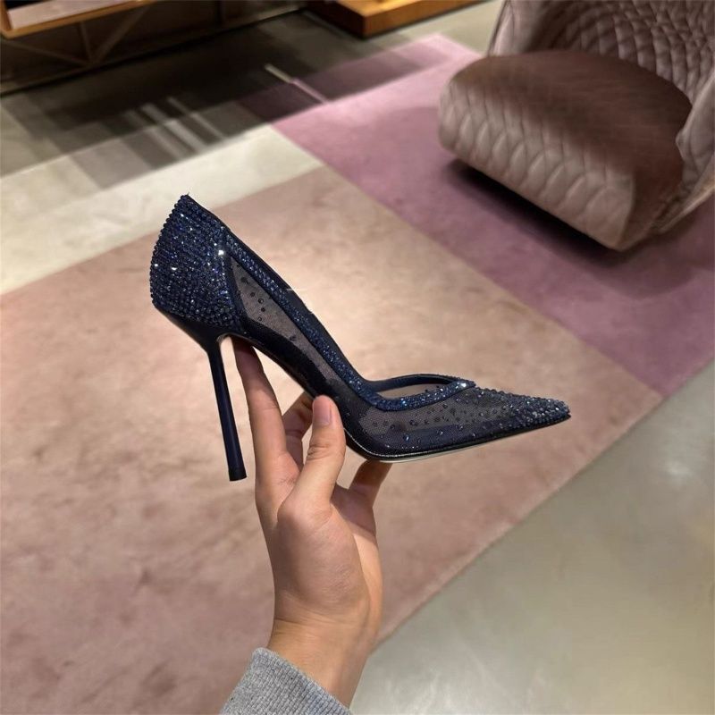 Damen Transparente Mesh‑Stiletto‑Pumps mit spitzer Zehenpartie und Strassbesatz Drune