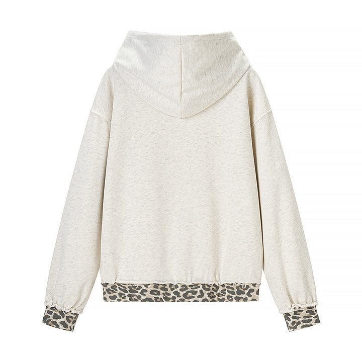 Damen 70+ lässiger Kapuzenpullover mit Leo‑Besatz und Used‑Details Drune