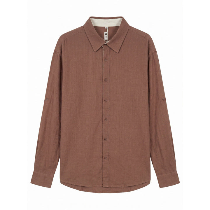 Herren Leichtes Oversize-Leinenhemd mit Kentkragen und abgerundetem Saum Drune