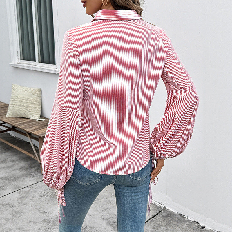 Damen Lässige und elegante Bluse mit Trompetenärmeln Drune