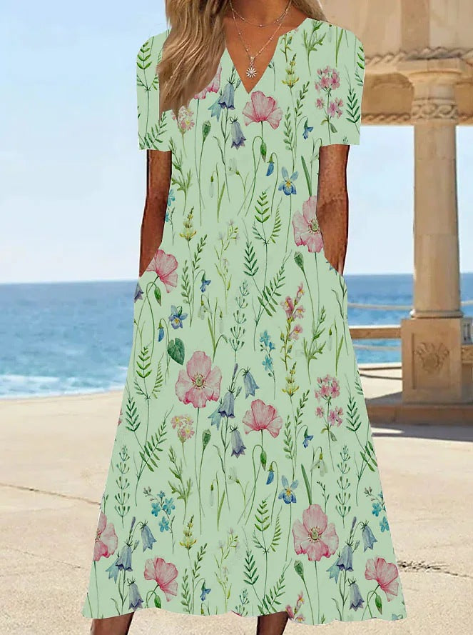 Damen Blumengemusterte Sommerkleid mit Taschen Drune
