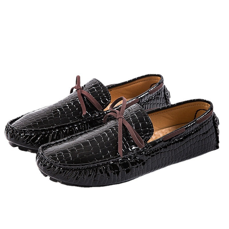 Damen lackierte Mokassin-Fahrerhalbschuhe mit Krokoprägung, weichem Lederfutter und profilierter Noppenlaufsohle Drune