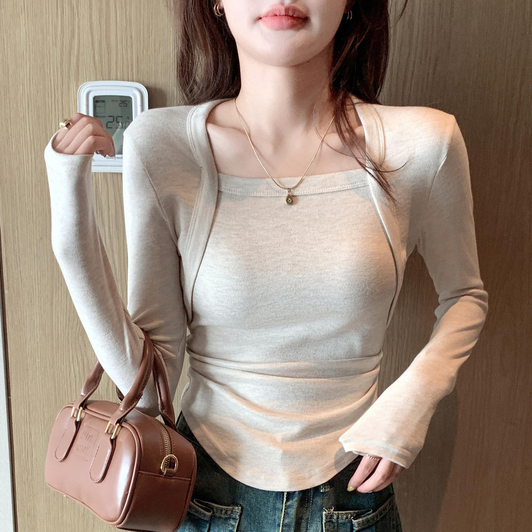 Damen Langarmshirt mit quadratischem Ausschnitt Drune
