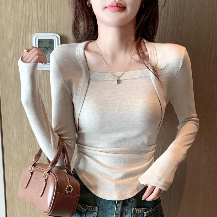 Damen Langarmshirt mit quadratischem Ausschnitt Drune