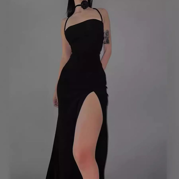 Damen Maxi-Kleid mit verführerischem Schlitz und fein verstellbaren Spaghettiträgern Drune