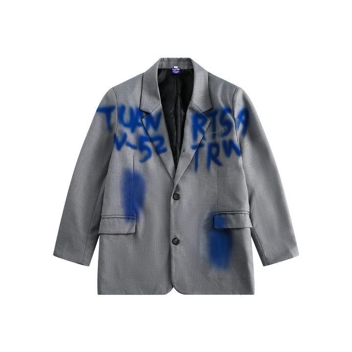Herren kastig geschnittenes Oversize‑Sakko mit Graffiti‑Print und Reverskragen Drune