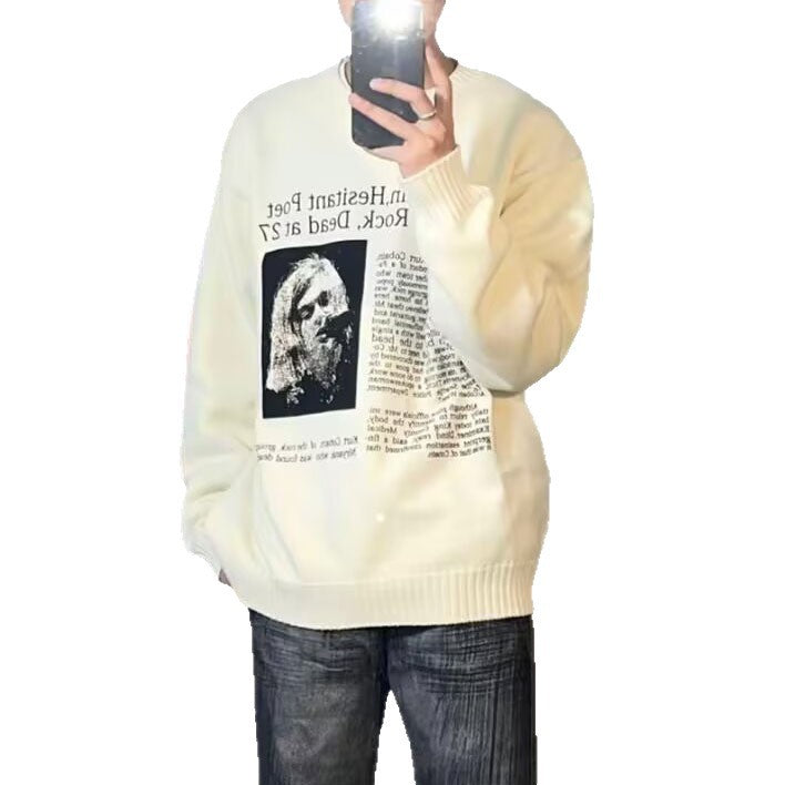 Herren Lässiger Oversized Pullover mit grafischem Print Drune