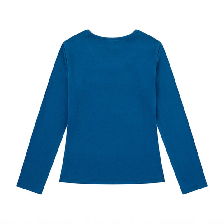 Damen Langarmshirt mit V-Ausschnitt und Notenschlüssel-Applikationen Drune