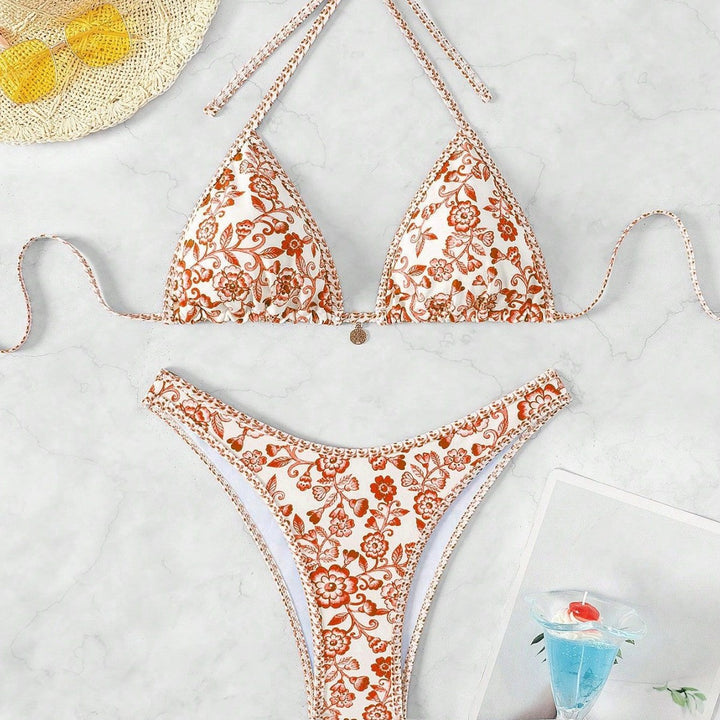 Damen Triangel-Bikini mit floraler Spitze Drune
