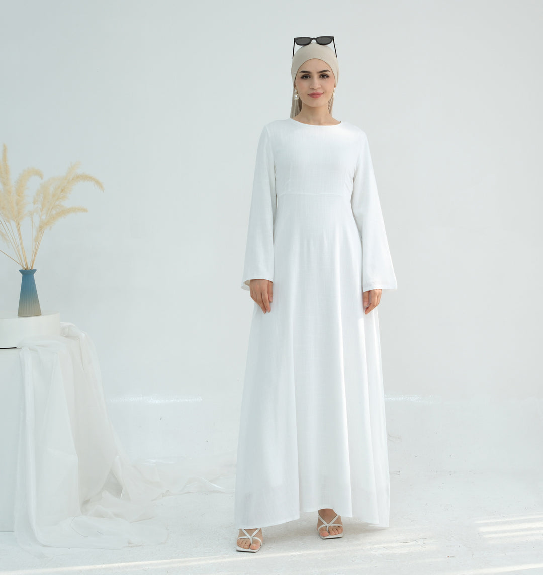 Damen elegantes Maxikleid mit langen Ärmeln und seitlichen Taschen Drune