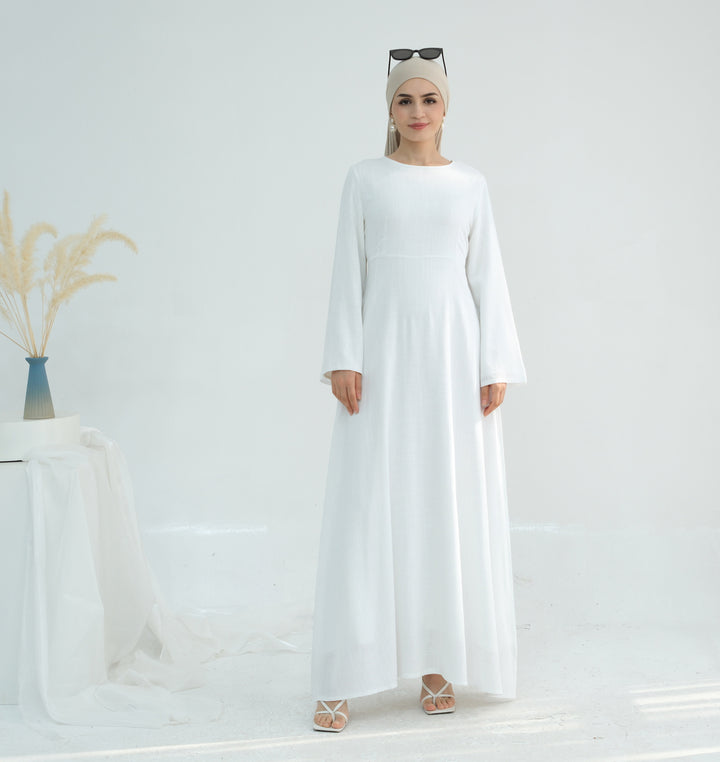 Damen elegantes Maxikleid mit langen Ärmeln und seitlichen Taschen Drune