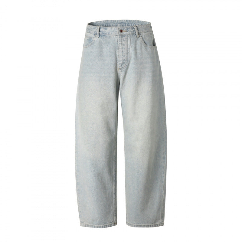 Damen Locker geschnittene Straight‑Leg Denimhose mit hoher Taille und soften Stonewash-Details Drune