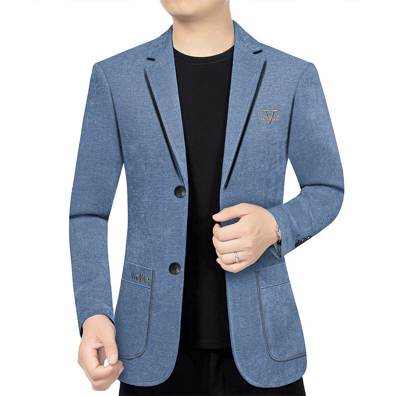 Herren Casual-Sakko in Denimoptik mit Slim-Fit und aufgesetzten Taschen Drune