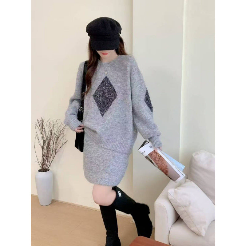 Damen Strickpullover mit elegantem Diamantmotiv und gemütlichem Schnitt Drune