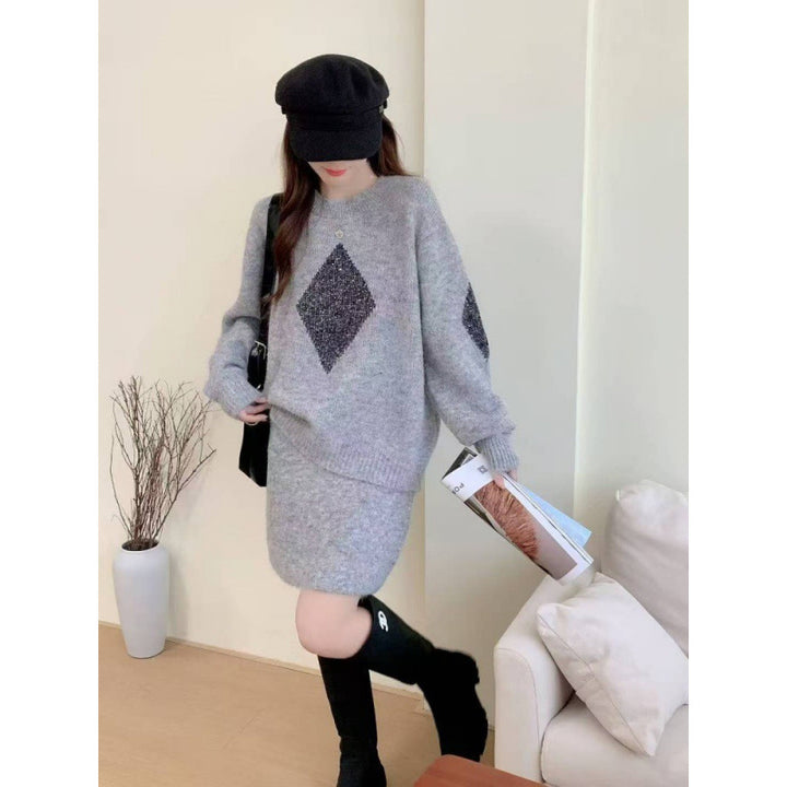 Damen Strickpullover mit elegantem Diamantmotiv und gemütlichem Schnitt Drune