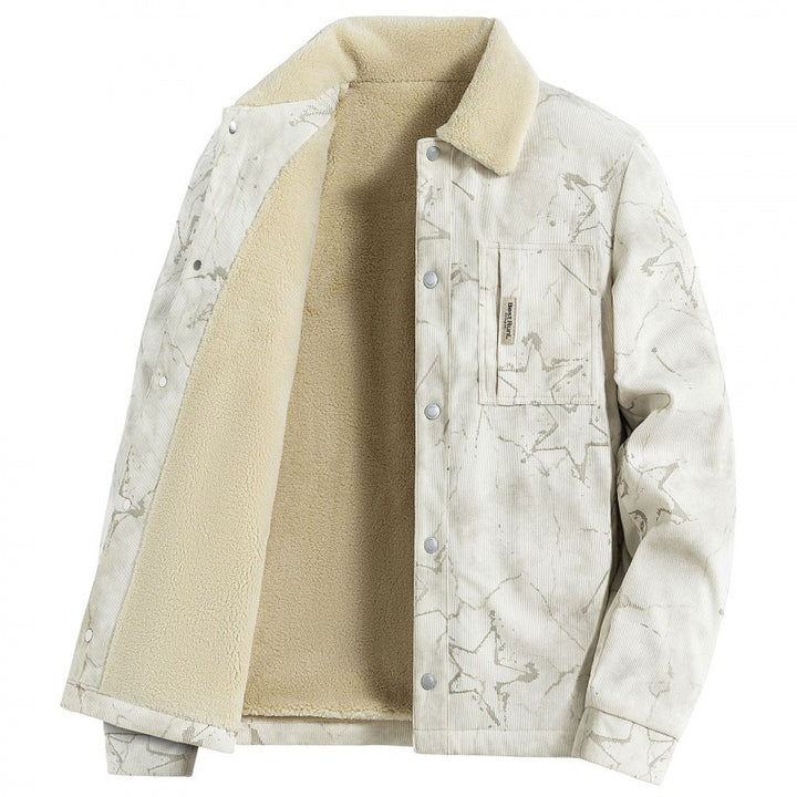 Herren Stylisches Cordjacke mit Teddyfutter Drune