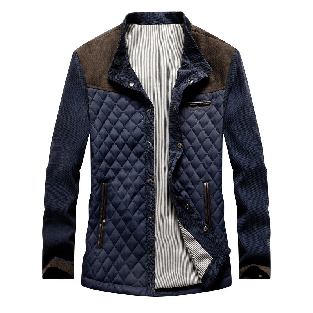 Herren Stepp-Fieldjacke mit Rautensteppung und Kontrastbesatz Drune