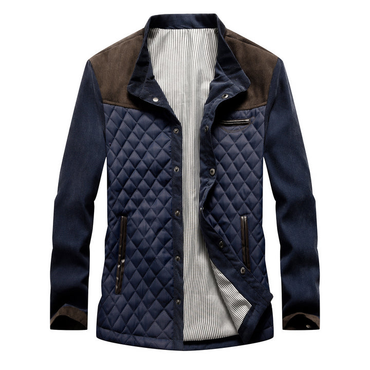 Herren Stepp-Fieldjacke mit Rautensteppung und Kontrastbesatz Drune