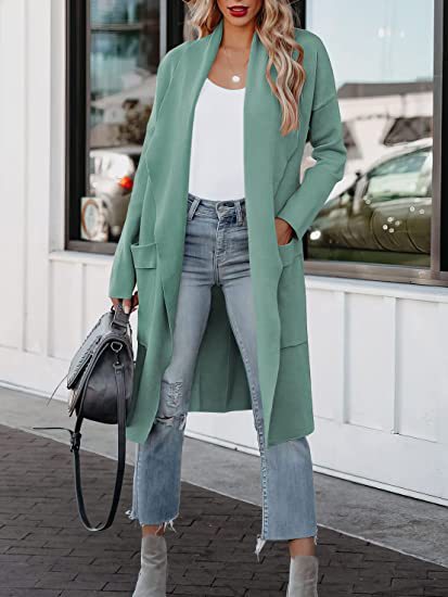 Damen Longline Cardigan mit praktischen Taschen und fließendem Schnitt Drune