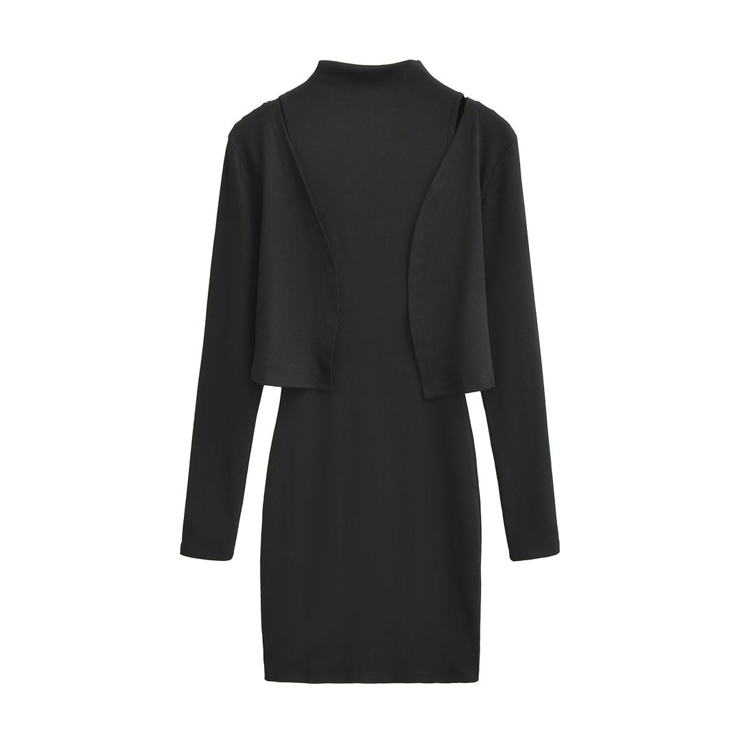 Damen Figurnahes Midikleid mit integriertem Bolero und Stehkragen Drune