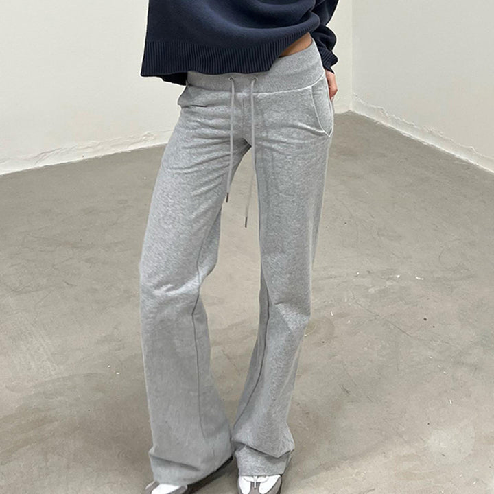 Damen nan weite Sweatpants mit hohem Komfortbund, Kordelzug und aufgesetzten Taschen Drune