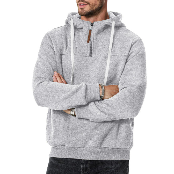Herren nan Sweat-Halbzip mit strukturierter Innenseite, verstellbarer Kapuze und breitem Rippbund Drune