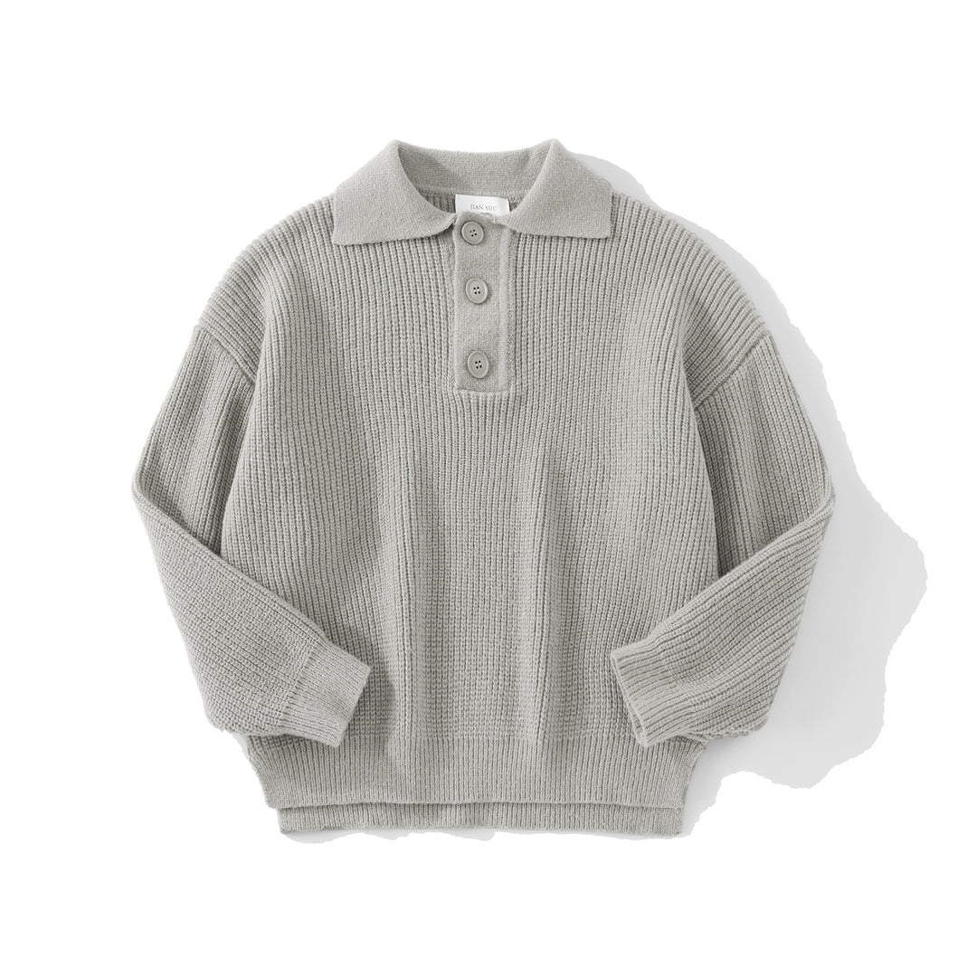 Damen Bequemer Strickpullover mit Knopfdetails Drune