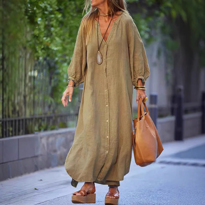 Damen Leichtes Sommerkleid aus hochwertiger Baumwolle Drune