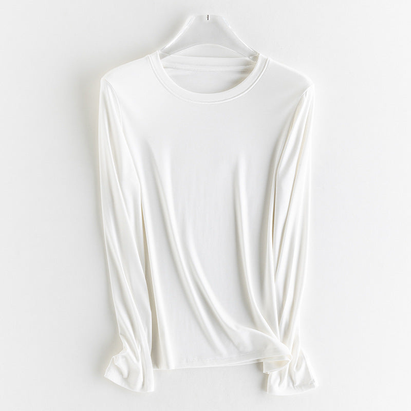 Damen Feines Longsleeve aus elastischem Modal-Jersey mit Rundhalsausschnitt und figurumspielendem Fall Drune