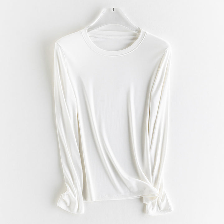 Damen Feines Longsleeve aus elastischem Modal-Jersey mit Rundhalsausschnitt und figurumspielendem Fall Drune