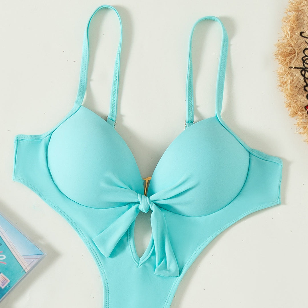 Damen Eleganter Cut-Out-Badeanzug mit Schleifendetail Drune