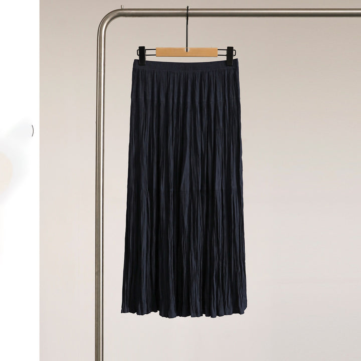 Damen Eleganter Faltenrock mit hohem Bund und fließendem Stoff Drune