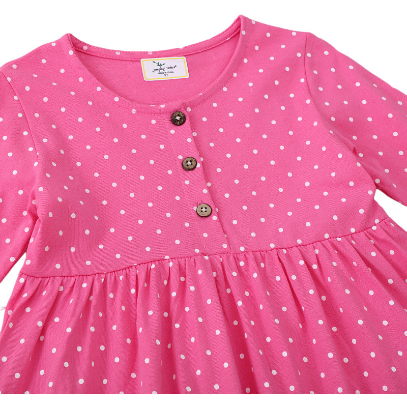 Mädchen Polka-Dots Baumwollkleid mit bezaubernden Feen-Motiven Drune