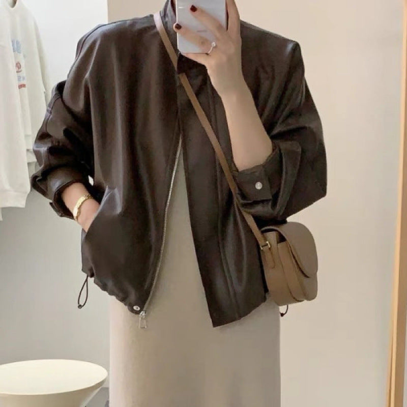 Damen Lederjacke mit oversized Schnitt und modernen Details Drune